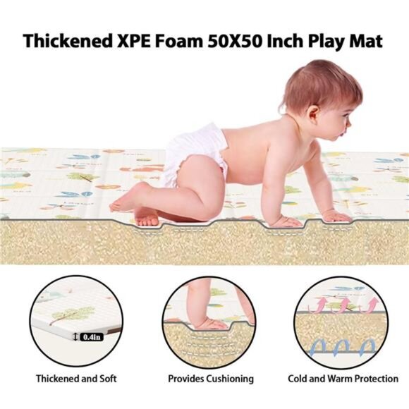 Baby Play Mat, 50 x 50 Inch Play Mat Perfect for Use Baby Playpen, Foldable - Picture 12 of 16